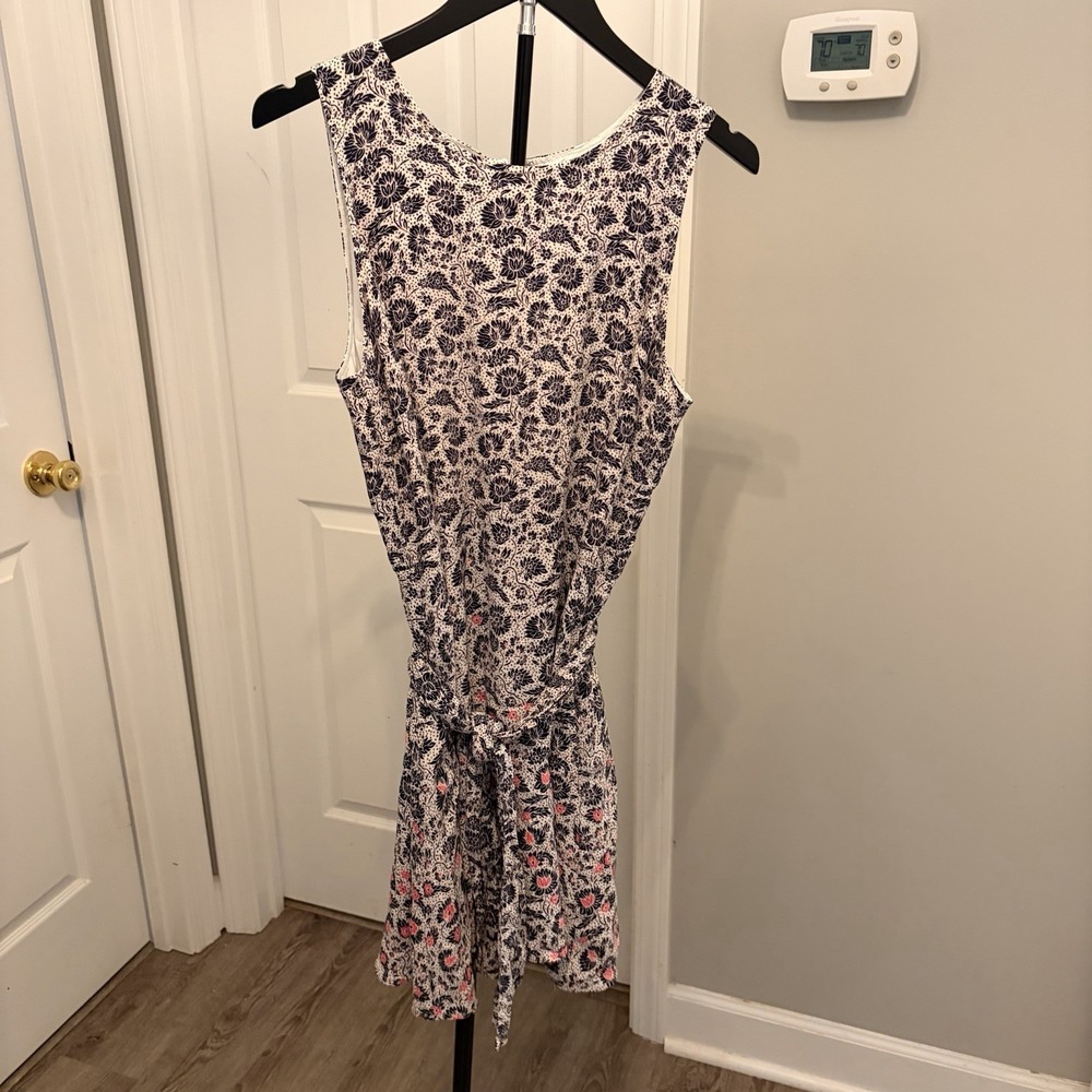 GAP Floral Fit and Flare Dress‎ L Sleeveless Tie Waist Boho Floral Wedding Guest